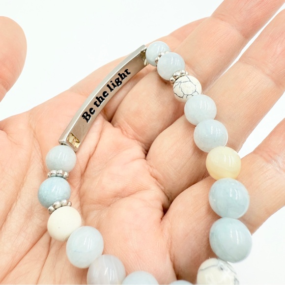 Be the Light / Grace Double-Sided Inspirational Gemstone Beaded Bracelet - Picture 1 of 8
